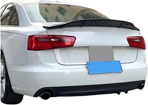 متوافق مع Audi A6 S6 2012-2018 R على غرار الألياف الكربونية الحقيقية و FRP الأسود الخلفي الجذع الشفاه المفسد إكسسوارات هيكل مجموعة (ألياف الكربون الحقيقية) in Kuwait