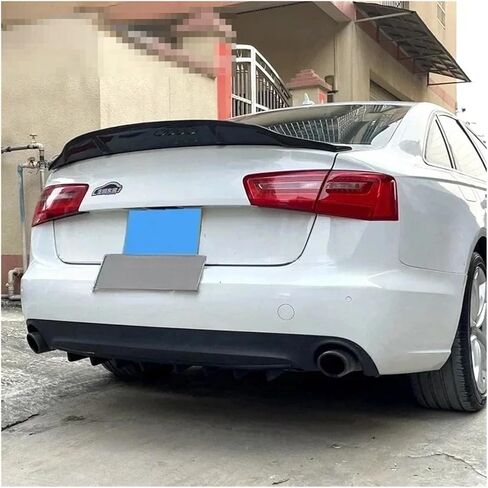 متوافق مع Audi A6 S6 2012-2018 R على غرار الألياف الكربونية الحقيقية و FRP الأسود الخلفي الجذع الشفاه المفسد إكسسوارات هيكل مجموعة (ألياف الكربون الحقيقية) in Kuwait