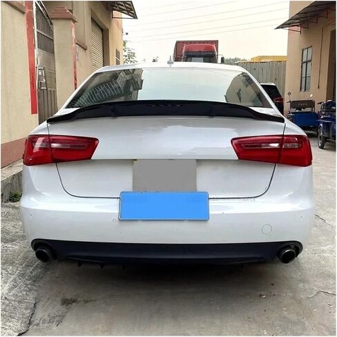 متوافق مع Audi A6 S6 2012-2018 R على غرار الألياف الكربونية الحقيقية و FRP الأسود الخلفي الجذع الشفاه المفسد إكسسوارات هيكل مجموعة (ألياف الكربون الحقيقية) in Kuwait