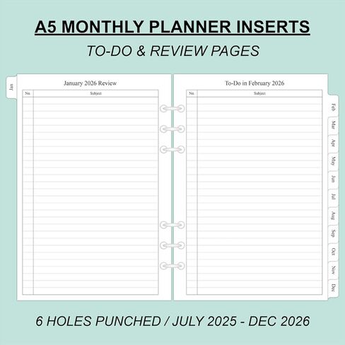 newestor 2024-2025 إعادة تعبئة المخطط الشهري لملف A5، صفحتين في الشهر، 18 شهرًا من يوليو 2024 - ديسمبر 2025، 5.6 بوصة × 8.25 بوصة، 6 فتحات مثقوبة in Kuwait