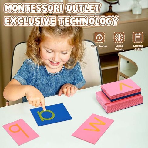 Adena Montessori Materials Lower Case Sandpaper Letters,Print Language Development Toys,Early Child Learning Material,ABC Alphabet Preschool Baby English Letters Language Teaching(Without Box) in Saudi Arabia