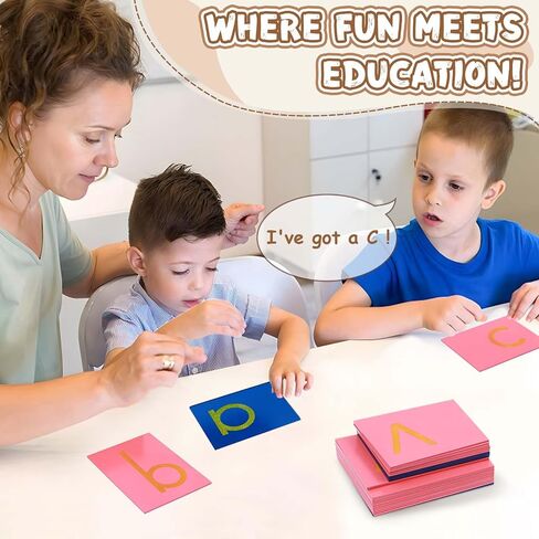Adena Montessori Materials Lower Case Sandpaper Letters,Print Language Development Toys,Early Child Learning Material,ABC Alphabet Preschool Baby English Letters Language Teaching(Without Box) in Saudi Arabia