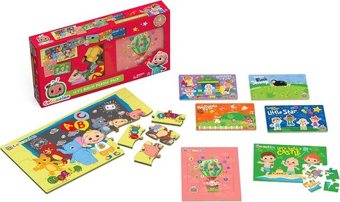 Spin Master Games, CoComelon Puzzles 4-Pack, Wooden Jigsaw Puzzles for Preschoolers, 18 Pieces Each, Interchangeable Character Pieces, for Ages 3 & Up in Saudi Arabia