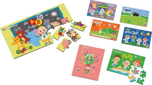 Spin Master Games, CoComelon Puzzles 4-Pack, Wooden Jigsaw Puzzles for Preschoolers, 18 Pieces Each, Interchangeable Character Pieces, for Ages 3 & Up in Saudi Arabia