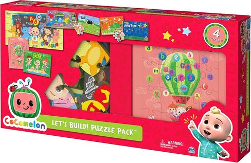 Spin Master Games, CoComelon Puzzles 4-Pack, Wooden Jigsaw Puzzles for Preschoolers, 18 Pieces Each, Interchangeable Character Pieces, for Ages 3 & Up in Saudi Arabia