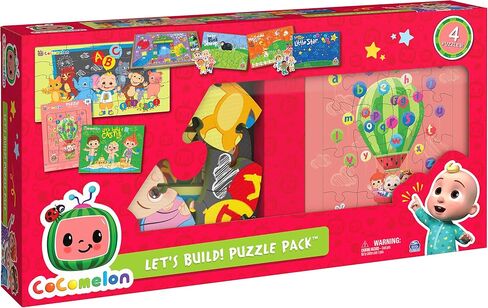Spin Master Games, CoComelon Puzzles 4-Pack, Wooden Jigsaw Puzzles for Preschoolers, 18 Pieces Each, Interchangeable Character Pieces, for Ages 3 & Up in Saudi Arabia