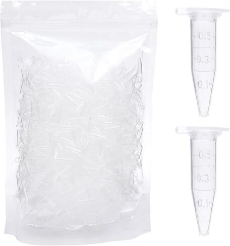 أنابيب الطرد المركزي الدقيقة 0.5 مل 1000 قطعة، أنابيب الطرد المركزي مع غطاء مرفق، حاوية قوارير زجاجات صغيرة مستديرة شفافة للطرد المركزي للمختبر، أنابيب بلاستيكية للمختبر، تخرج واضح in Kuwait