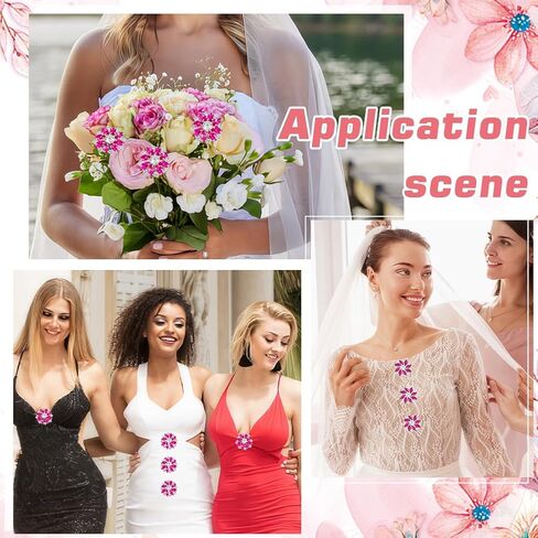 Fingerinspire 6pcs Fuchsia Silver Flower Alloy Bhinestone Shank Buttons 1 بوصة باقة أزرار حجر الراين مع ظهر مسطح ثقب واحد على الزخارف الكريستالية زر الثلج المعدني مع مخلب الأزياء in Kuwait