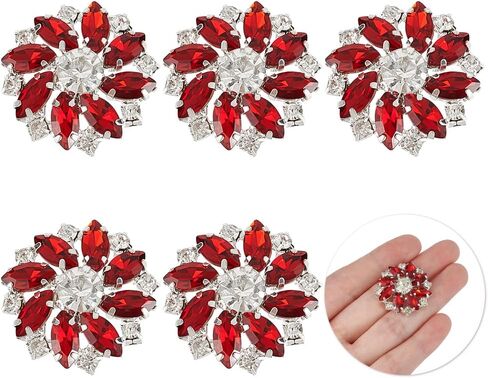 Fingerinspire 6pcs Fuchsia Silver Flower Alloy Bhinestone Shank Buttons 1 بوصة باقة أزرار حجر الراين مع ظهر مسطح ثقب واحد على الزخارف الكريستالية زر الثلج المعدني مع مخلب الأزياء in Kuwait