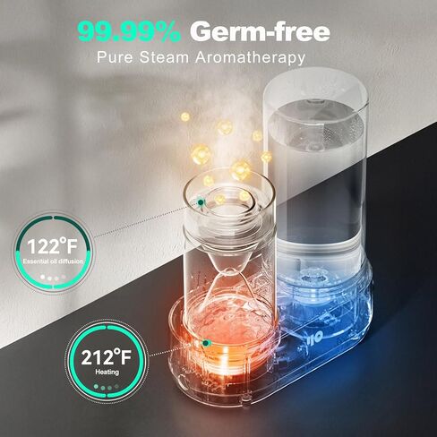 Y&O Steam Humidifier, 1600ml Aromatherapy Diffuser for Home, Natural Fragrance Essential Oil Diffuser with Glass Reservoir, Auto Shut Off, Filterless Design in Saudi Arabia