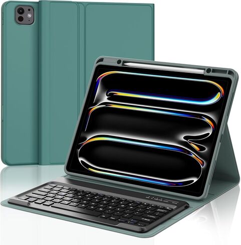 FARYODI Keyboard Case for iPad Pro 13-inch (M4, 2024) & iPad Air 13-inch (M2) - 7 Colors Backlit Detachable Wireless Bluetooth Keyboard- Slim Leather Folio Smart Cover with pencil holder for - Black in Saudi Arabia