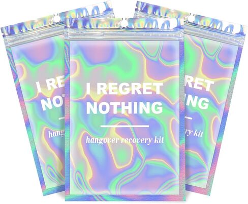Fcuadro Hangover Kit Bags 20Pcs Holographic I REGRET NOTHING Hang Over Recovery Bag Bachelorette Party Supplies Gift Bags for Bridal Shower Party Favors 5X7 (I REGRET NOTHING) in Saudi Arabia