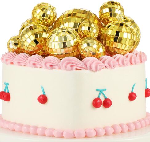 12 PCS Disco Ball Cake Toppers ، 5 أحجام ديسكو كرات عيد ميلاد ديكورات صغيرة ديسكو كرات مركبة مركزية لزخارف السبعين in Saudi Arabia