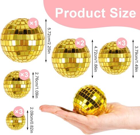 12 PCS Disco Ball Cake Toppers ، 5 أحجام ديسكو كرات عيد ميلاد ديكورات صغيرة ديسكو كرات مركبة مركزية لزخارف السبعين in Saudi Arabia