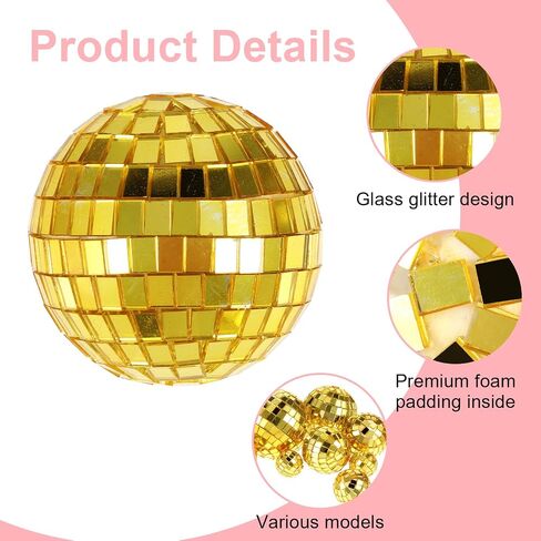 12 PCS Disco Ball Cake Toppers ، 5 أحجام ديسكو كرات عيد ميلاد ديكورات صغيرة ديسكو كرات مركبة مركزية لزخارف السبعين in Saudi Arabia
