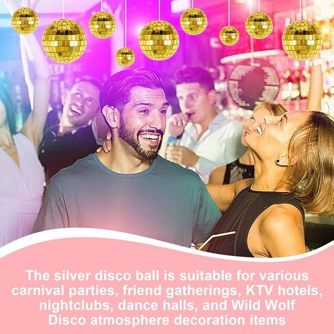 12 PCS Disco Ball Cake Toppers ، 5 أحجام ديسكو كرات عيد ميلاد ديكورات صغيرة ديسكو كرات مركبة مركزية لزخارف السبعين in Saudi Arabia