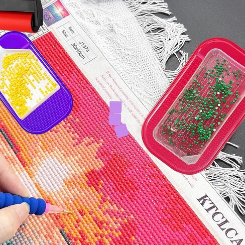 LIRUNQIU 46 PCS Diamond PaintingTools Kit, Complete Accessories Set with Anti-Slip Mat, Tweezers, Roller, Wax Pen, Storage Containers, Trays for Adults Kids Beginners Art Crafts(Purple) in Saudi Arabia