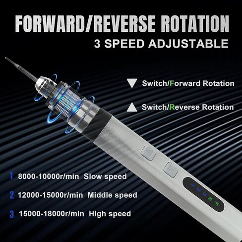 Breeze Touch USB Rechargeable Engraving Pen Engraver, Mini Cordless Rotary Tool w/ 10 Drill Bits, Stencils, Saw & Polish Set, Magnetic Charge, Hand Drill for Jewelry Making, Metal Wood Glass Plastic in Saudi Arabia