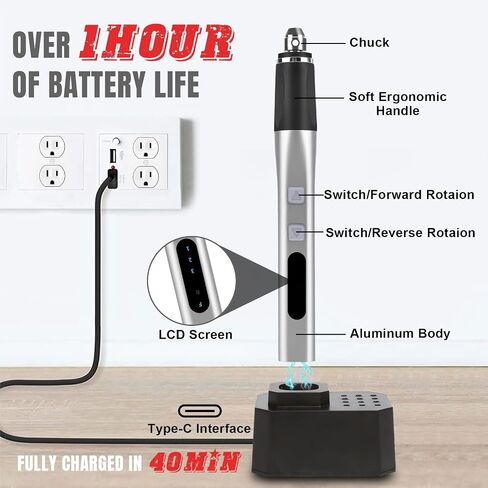 Breeze Touch USB Rechargeable Engraving Pen Engraver, Mini Cordless Rotary Tool w/ 10 Drill Bits, Stencils, Saw & Polish Set, Magnetic Charge, Hand Drill for Jewelry Making, Metal Wood Glass Plastic in Saudi Arabia