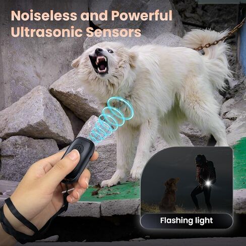 Ultrasonic Bark Control Device, Portable Anti-Barking Device, Handheld Dog Bark Deterrent with Frequency & Strobe Light, Rechargeable for Indoor and Outdoor Use, 26 ft Distance (Black) in Kuwait