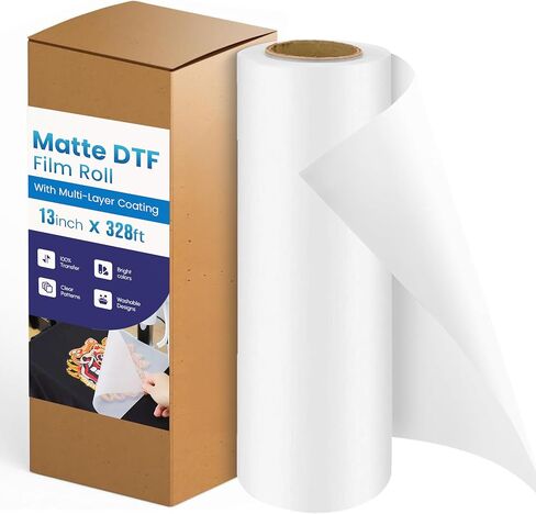 Premium 13 "× 328 FT Matte DTF Transfer Roll-ورقة نقل DTF متعددة الطبقات من أجل امتصاص الحبر المتفوق ، وتطبيق خالي من الثابت ، والطباعة النابضة بالحياة ، وتوافق النسيج العالمي in Saudi Arabia