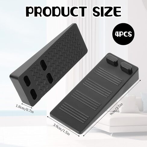 4 Pcs Rubber Door Stoppers for Bottom of Door Wedge Thin Doors Stopper for Carpet Tile Concrete Floor Large Rubber Door Stoppers for Commercial Home(3.5 * 1.5 * 0.7 Inches,Black) in Saudi Arabia