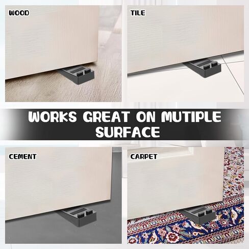 4 Pcs Rubber Door Stoppers for Bottom of Door Wedge Thin Doors Stopper for Carpet Tile Concrete Floor Large Rubber Door Stoppers for Commercial Home(3.5 * 1.5 * 0.7 Inches,Black) in Saudi Arabia