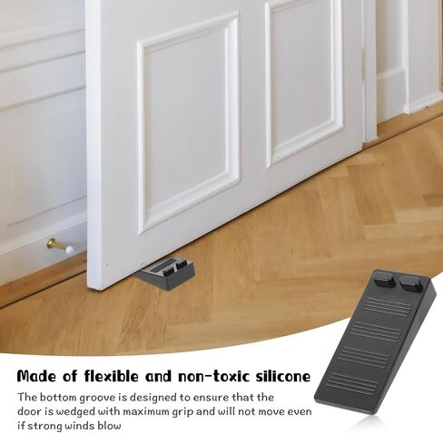 4 Pcs Rubber Door Stoppers for Bottom of Door Wedge Thin Doors Stopper for Carpet Tile Concrete Floor Large Rubber Door Stoppers for Commercial Home(3.5 * 1.5 * 0.7 Inches,Black) in Saudi Arabia