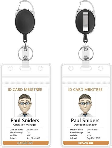 2 Pack of Vertical ID Badge Holder with Adjustable Retractable Lanyard | Retractable Badge Holders, Heavy Duty Badge Reel | Student ID Card Holder, Plastic Badge Holder, Double Sided Badge Protector in Saudi Arabia