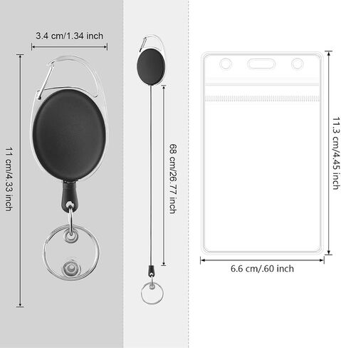 2 Pack of Vertical ID Badge Holder with Adjustable Retractable Lanyard | Retractable Badge Holders, Heavy Duty Badge Reel | Student ID Card Holder, Plastic Badge Holder, Double Sided Badge Protector in Saudi Arabia