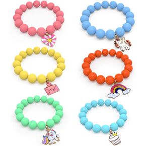 Toddler Bracelets for Little Girls Jewelry - 6Pcs Unicorn Bracelet Kids Jewelry - Rainbow Bracelets for Girls, Toddler Girl Gifts 3-6 Years Old