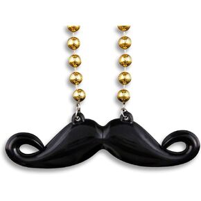 FlashingBlinkyLights Hipster Mustache on Mardi Gras Bead Necklace (Set of 12)