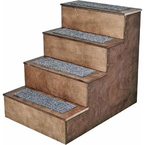 FixtureDisplays® Deluxe Wood Pet Stairs Pet- Dog/Cat 4 Steps/Stairs to Access Bed, Sofa, Step Ladder 22" Or 25" Tall, 18" Wide Product Weight 17 Lbs 12226-22"-2D