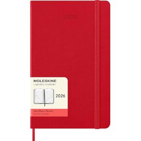 Moleskine Classic 12 Month 2026 Daily Planner, Hard Cover, Large (5" x 8.25"), Scarlet Red, 400 pages