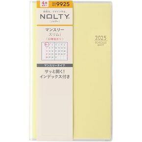 NOLTY Slim-i Monthly Planner 2025, April Start, Japanese Edition, Yellow