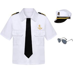 Gukuu&co Boy’s Yacht Captain Costume Kids Sailor Costume for Halloween Dress Up Carrer Day 100th Day of School