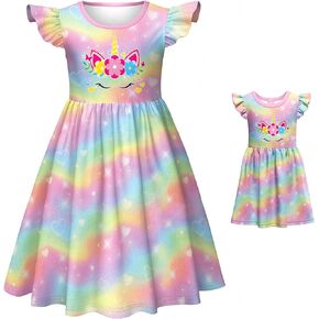 LQSZ Doll and Girl Matching Princess Dress Outfits for Girls and 18" Matching Doll and Girl Clothes