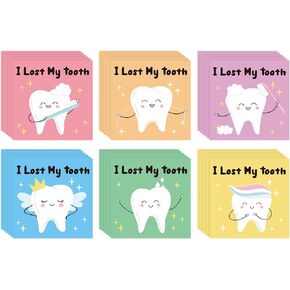 Whaline 180Pcs I Lost a Tooth Stickers Cartoon Tooth Fairy Stickers Dental Self-Adhesive Decals for Scrapbook Card Classroom Home Decoration, 6 Design