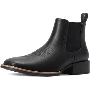Western Cowboy Boots for Men - Mens Square Toe Chelsea Boots Ankle Cowboy Boots for Men Casual Retro Stylish Boots Brown