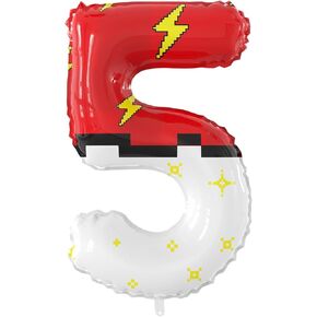 40 Inch Giant Red and White Cartoon Theme Number Foil Balloons - Large Number 6 Balloons Animation for Kids' Birthday Anniversary Party Decorations Supplies (Numbers 0-9 Available)