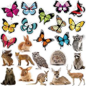 77 Pieces Woodland Whimsy Butterflies Cutouts Woodland Animals Accent Collection Forest Accents Boho Bulletin Board Decor Set for Chalkboard Wall Classroom Decor