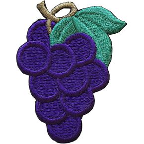 #E03932 Small Fruit Purple Grape Embroidery Iron On Applique Patch-Small 1.5" by 2"