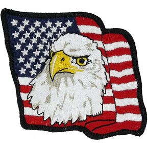 American Bald Eagle Flag Iron-On/Sew-On Embroidered Patch for Halloween Costume/Backpacks/Hats, 3.0 x 3.0 in, (1 Pc) - by Mr. Patches