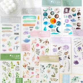 16Sheets Rub on Transfers for Crafts Vintage Transfer Stickers Flower Plants Moon Labels Sticker for Wood Fabric Furniture Bottles Decals for Home Office Scrapbooking Journals Sweet Breeze Stickers