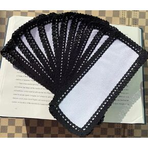 12pcs of 14count Black Edged aida Fabric Bookmarks to do Cross Stitch,Cotton aida Fabric,lace Edged,32x100aida, Outside size9x20cm, Blank Cross Stitch Bookmarks