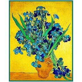 Orenco Originals Vase of Irises Yellow Background Van Gogh Counted Cross Stitch Pattern
