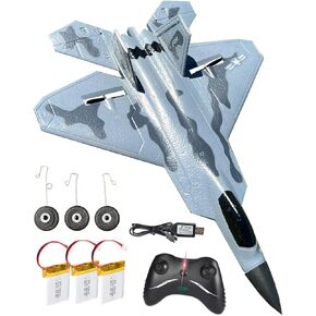 RC Jet Plane 2.4GHz Remote Control Airplane Gift for Kids and Adults - New Planes Model Led Light Aircraft Fighter Army Toy with Extra 3 Battery, Easy to Flying Toys for Boys and Girls