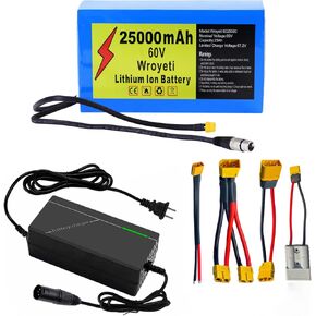 72V 20Ah Electric Bike Lithium Ion Battery with Metal Case 72V Battery XT90 Extension Cord, XT90 Connector, Anderson Connector for 200-3000W Motor