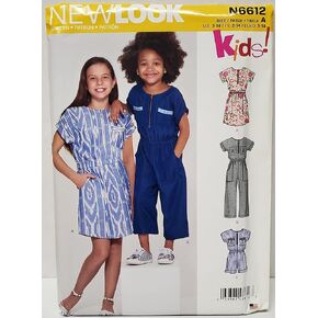 New Look Sewing Pattern N6612 - Children's, Girls' Jumpsuit, Romper and Dress, Size: A (3-4-5-6-7-8-10-12-14)