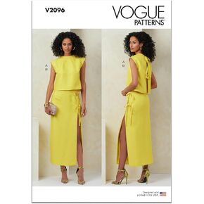 McCall's Misses' Semi Top and Fitted Lined Skirt Sewing Pattern Packet, Design Code V2096, 8-10-12-14-16, Multicoloured
